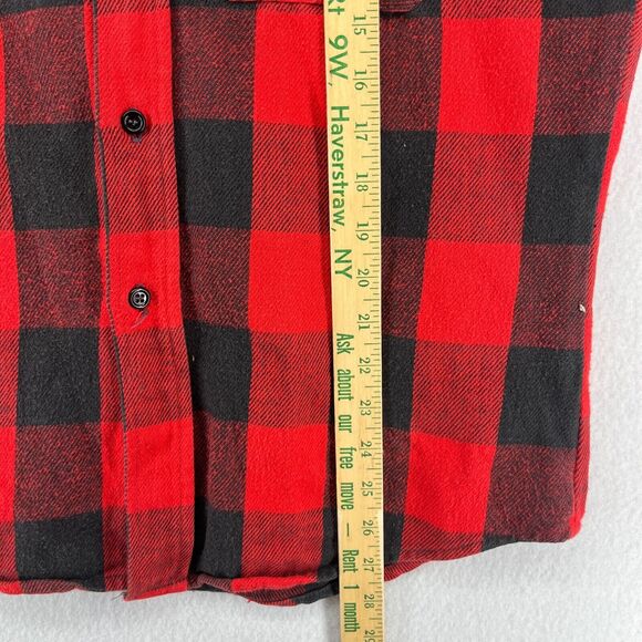 ORVIS Shirt Men M Wool Blend Flannel Buffalo Check Button Up Shacket Red USA VTG - Picture 13 of 14